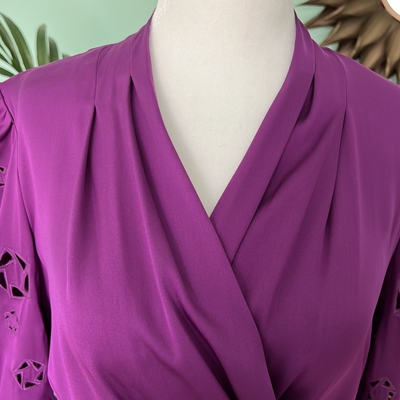 Catherine Malandrino Purple Wrap Blouse Size 4 - Picture 5 of 8